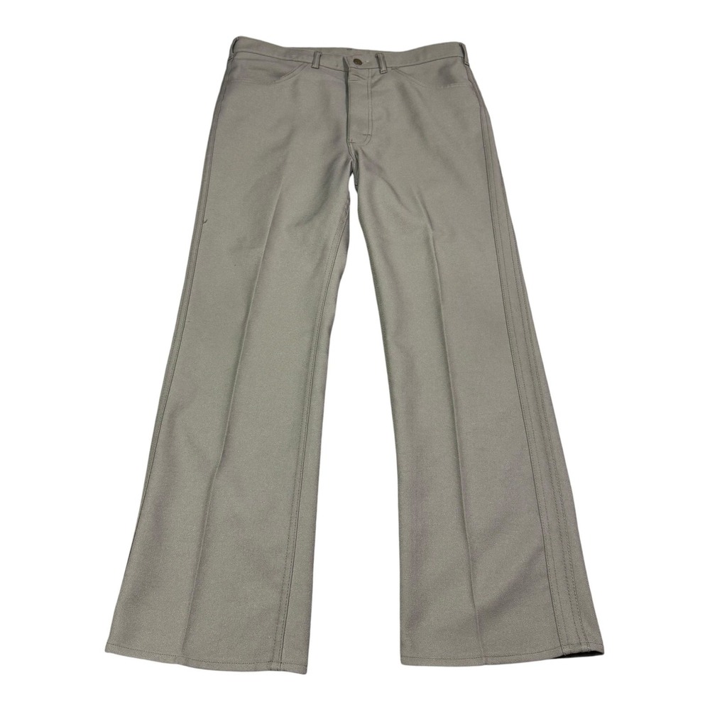 Vintage 70s Lee Talon Zipper Gray/Brown Pleated Pants Men's 36x31 5/8 Wide Leg